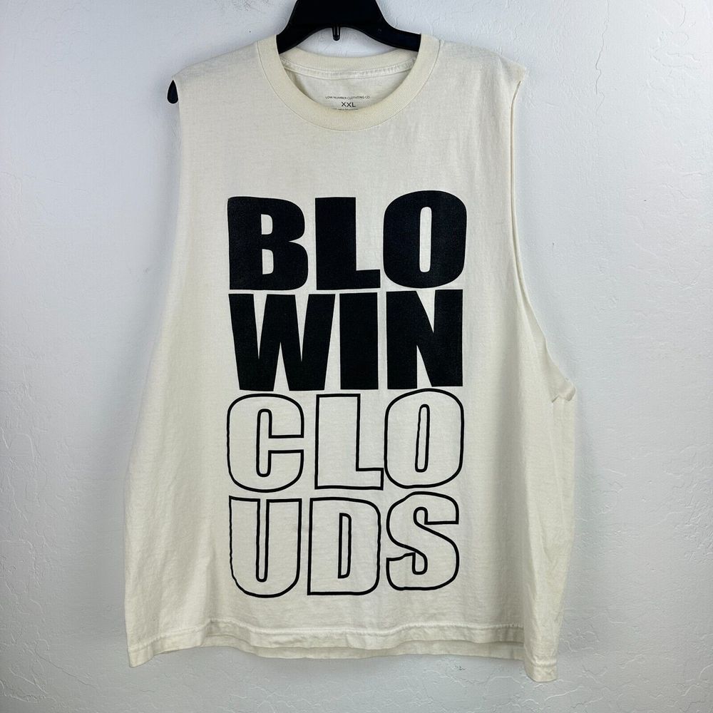 Low Number Clothing Co. Muscle Tee‎ 2XL White Black Blowing Clouds Festival EDC
